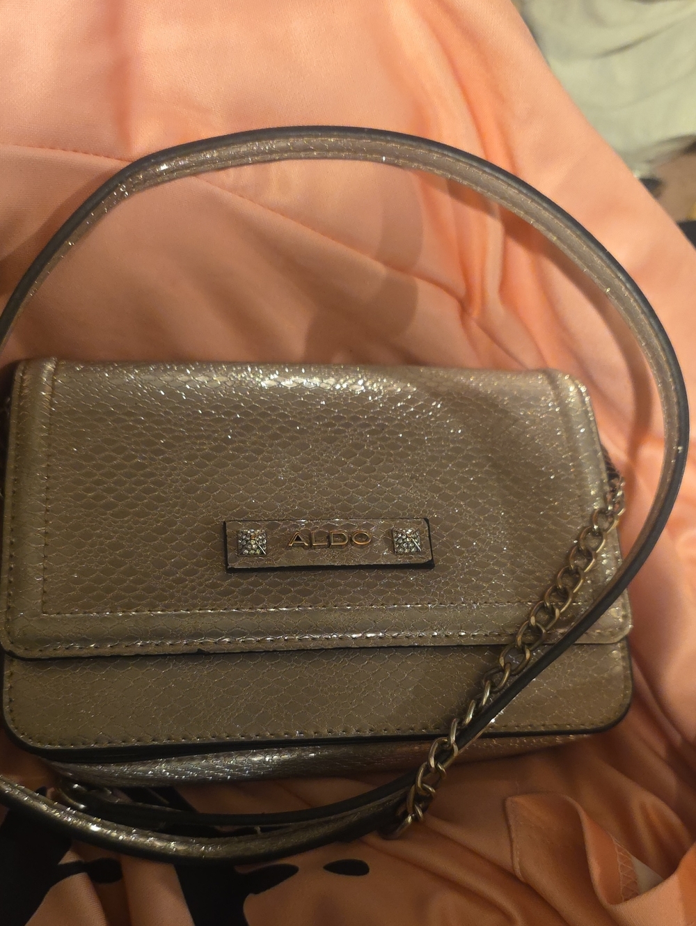 Aldo Shimmery Taupe Crossbody Bag